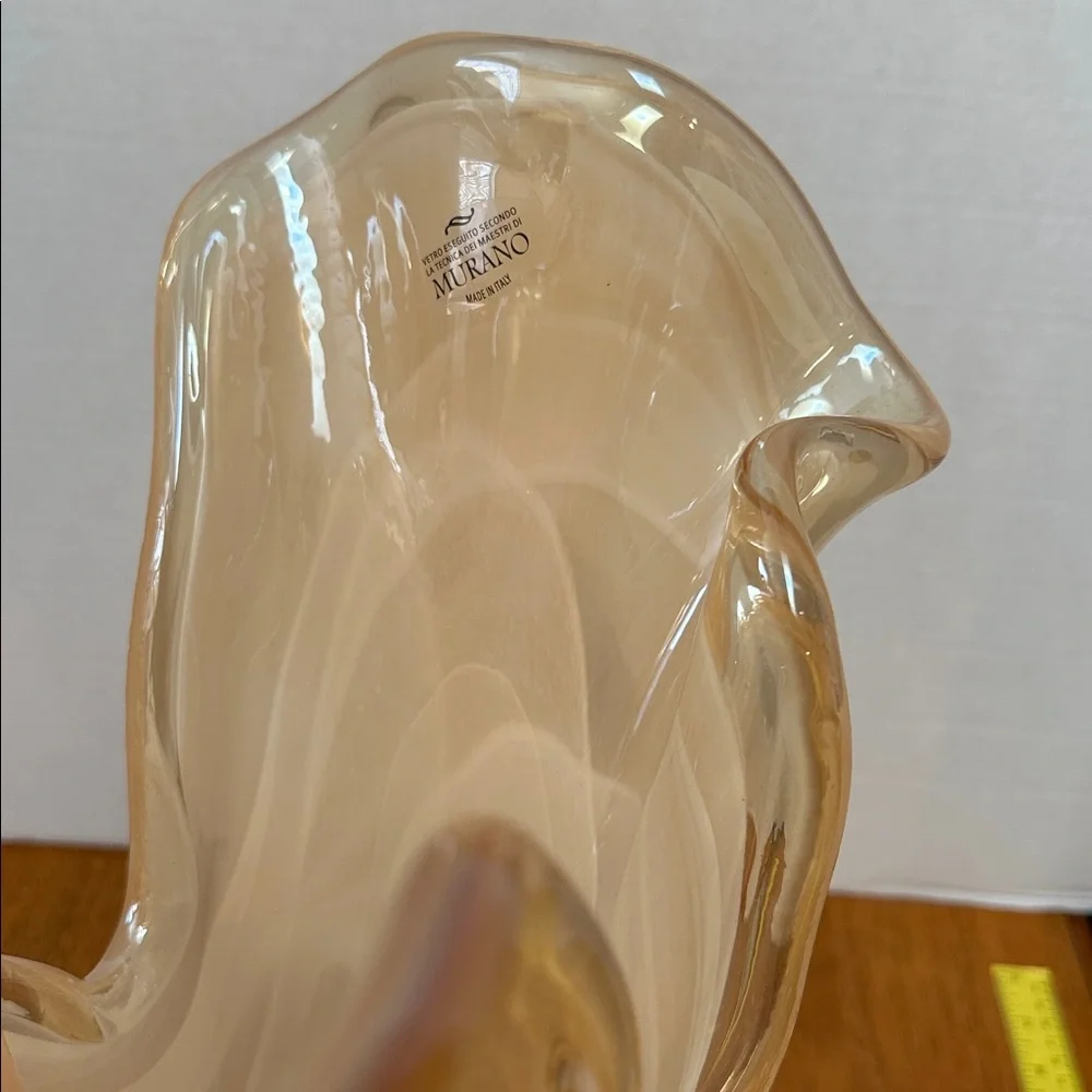 Murano Italy Swirl Glass Vase in Cream tones. Large 17” - Picture 2 of 13